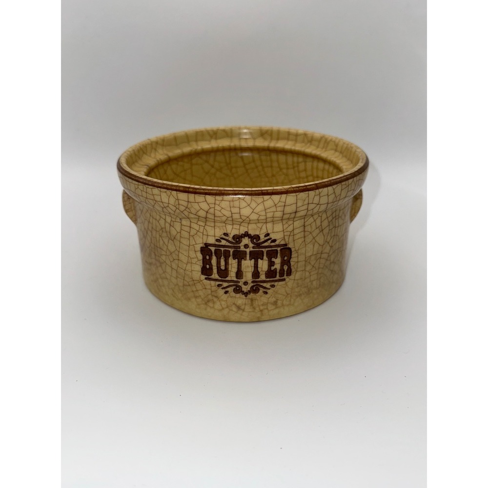 McCoy Vintage Butter Crock 066 Honey Gold Crazed Glaze USA Stoneware Bowl